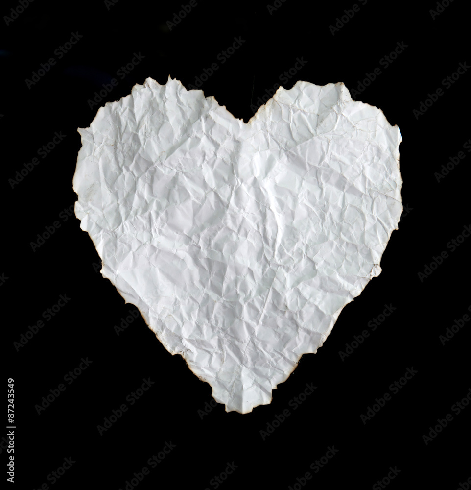 heart shape paper on black background