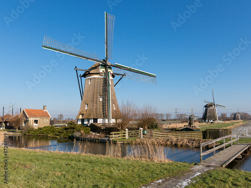 Windmill corridor in polder near Zevenhuizen in the province of South Holland, Netherlands
