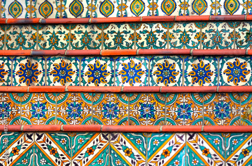 Colorful Spanish tiles decoration on stairway