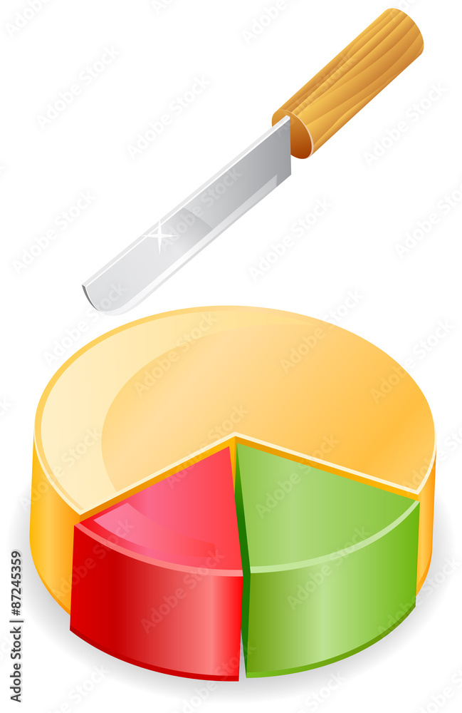 Fototapeta premium Pie chart with knife vector image