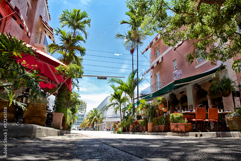 Española Way Street View South Beach - obrazy, fototapety, plakaty 