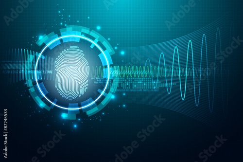 fingerprint Letter P sign.Security system concept