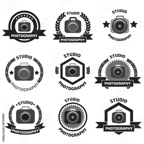 Foto studio logo set. Foto studio emblem. Photo studio logo set.