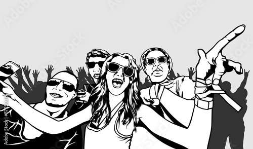 Party Crowd - Black and Whi...