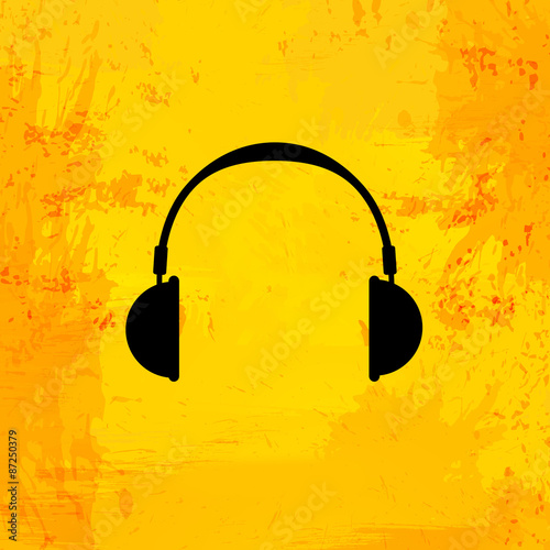 Headphone grunge sound background
