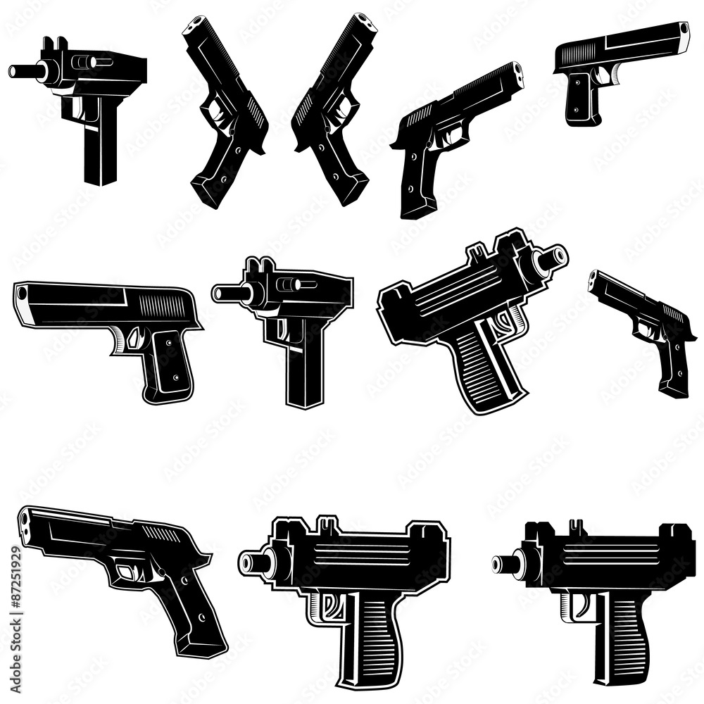 guns set in vector.Design elements in vector guns set in vector.Design elements in vector