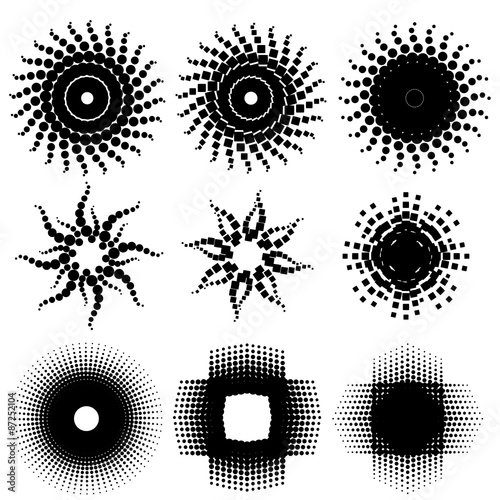 Halftone dots on white background.