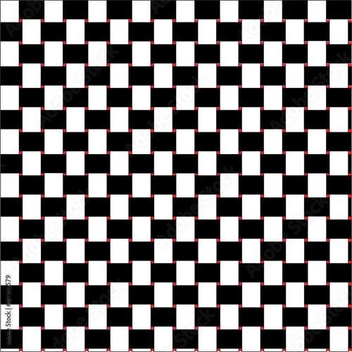 Black and white wicker background with red dotted