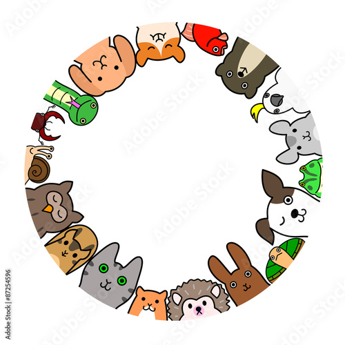 Pet animals in circle