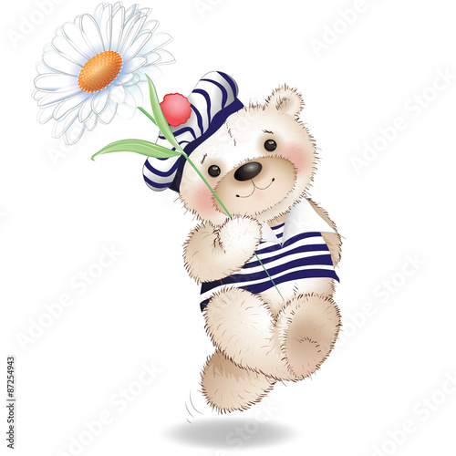 Teddy bear sailor on a white background