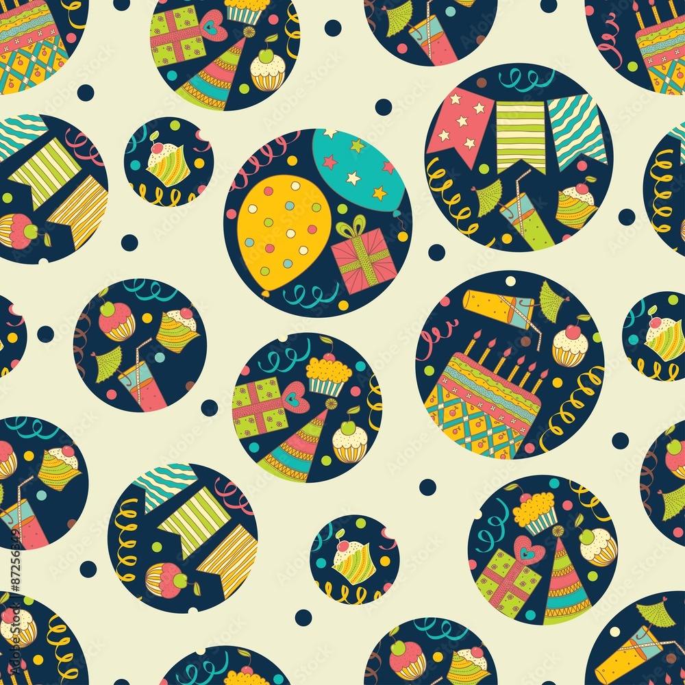 Happy Birthday! Vector seamless pattern. Polka dot. Happy Birthday! Vector seamless pattern. Polka dot.