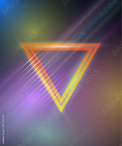 Retro Disco 80s Neon Poster made in Tron style with Triangles, F