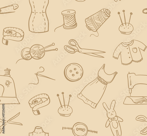 Seamless hand-made pattern. Vector background.