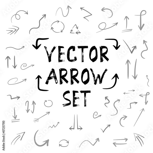 Handdrown Vector Handmade Arrow Huge Isolated Set. Watercolor In