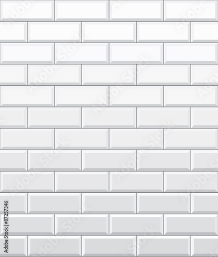 Seamless white brick wall pattern, vector wallpaper