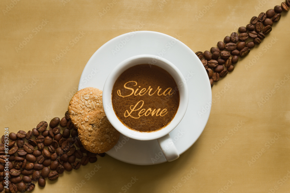 Still life - coffee with text Sierra Leone