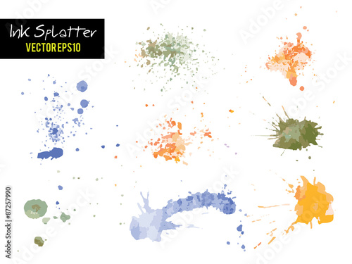 Colorful Watercolor or Ink blots splashes vector photo