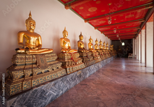 Golden Buddha Statues at Wat Pho, Bangkok, Thailand.