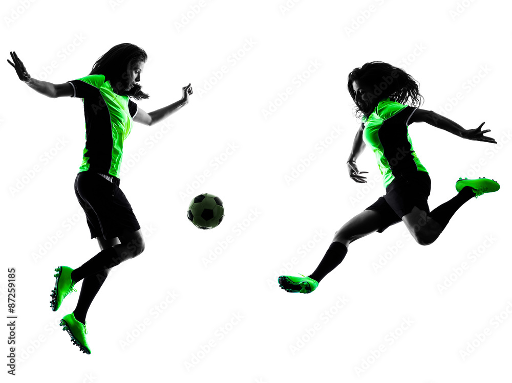 Obraz premium women soccer players isolated silhouette