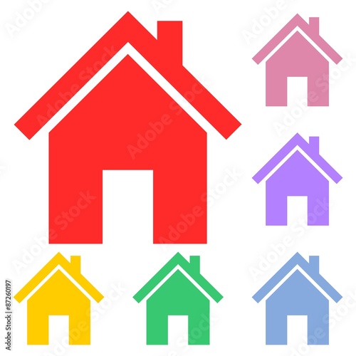 Collection of house icons with set of colors © sljubisa