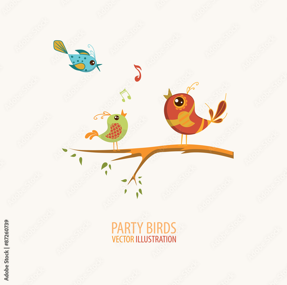 Birds Singing on a branch of a tree Birds Singing on a branch of a tree