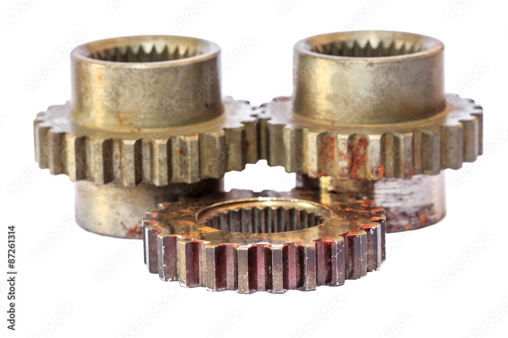 Gear metal wheels, isolated on white background Gear metal wheels, isolated on white background