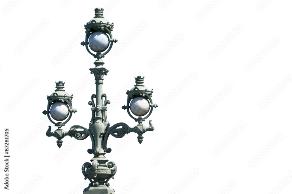 Old wrought painted street lamp in Saint Petersburg Old wrought painted street lamp in Saint Petersburg