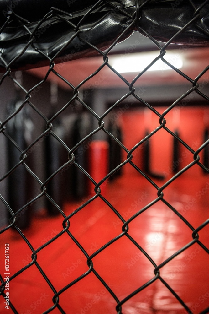 Fototapeta premium Boxing area behind fence 