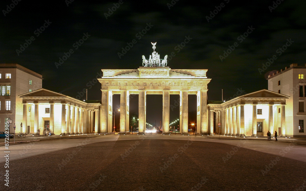 The Brandenburg Gate, Berlin, Germany. A night view of the Brandenburg Gate, Berlin, on a cold winters day.