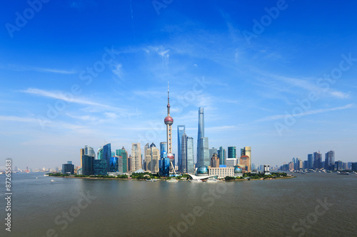 panoramic skyline of shanghai and landmarks