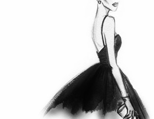 Leinwandbilder Aquarell Gesicht women with elegant dress .fashion background  © Anna Ismagilova