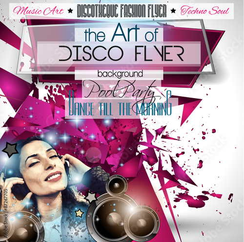 Club Disco Flyer Set with DJs and Colorful backgrounds