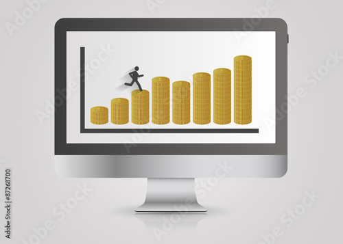 Computer design template. Money graph. Vector