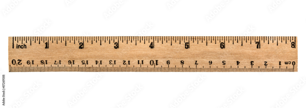 Ruler wooden, isolated on white background