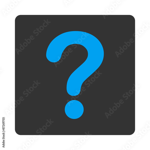 Question flat blue and gray colors rounded button