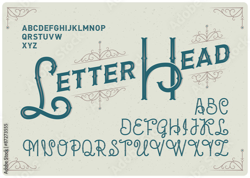 Steampunk alphabet with decorative ornate