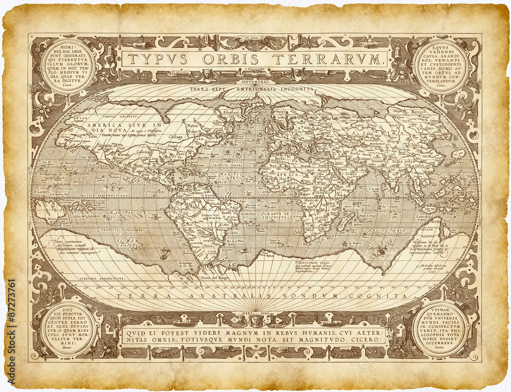 Fototapeta premium Historical World Map Parchment