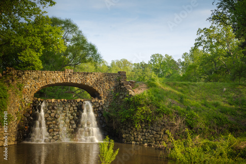 Stone Bridge and Waterfall in Reynolda Gardens