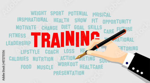 TRAINING word cloud, fitness, sport, health concept