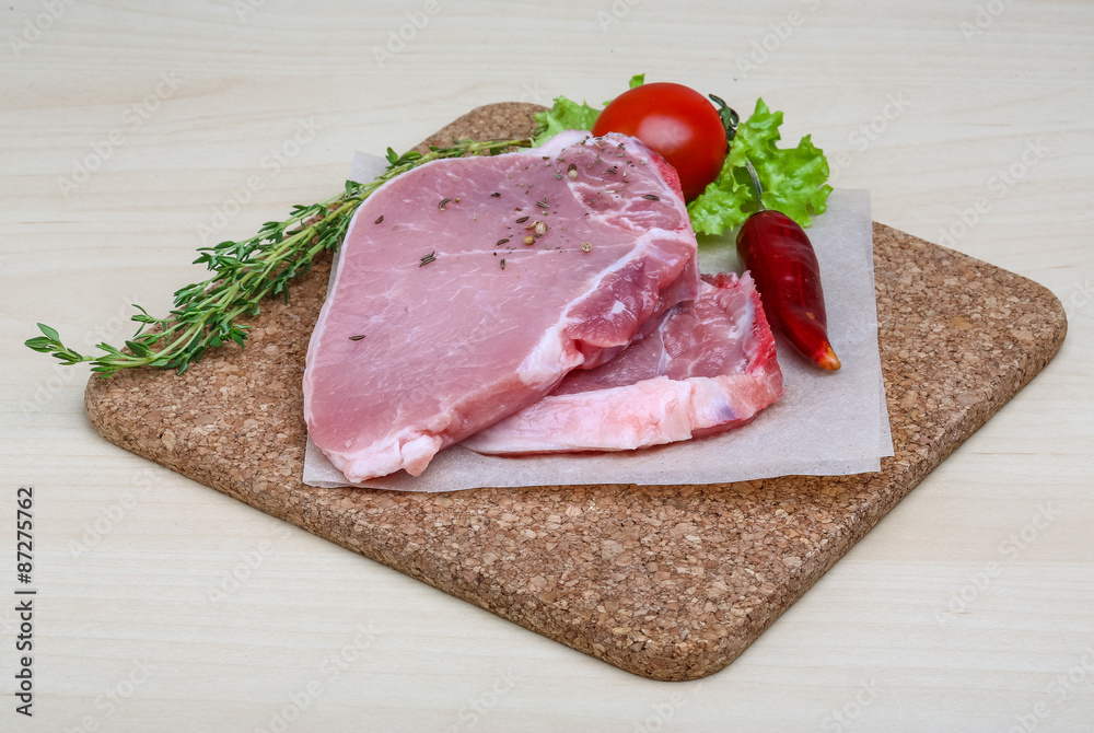 Raw pork steak