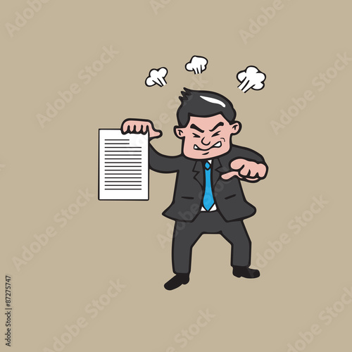 Businessman angry and pointing cartoon