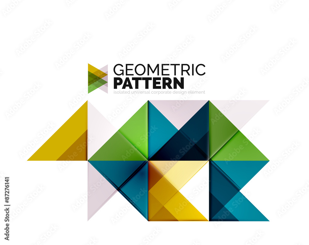 Geometric triangle mosaic pattern element isolated on white Geometric triangle mosaic pattern element isolated on white