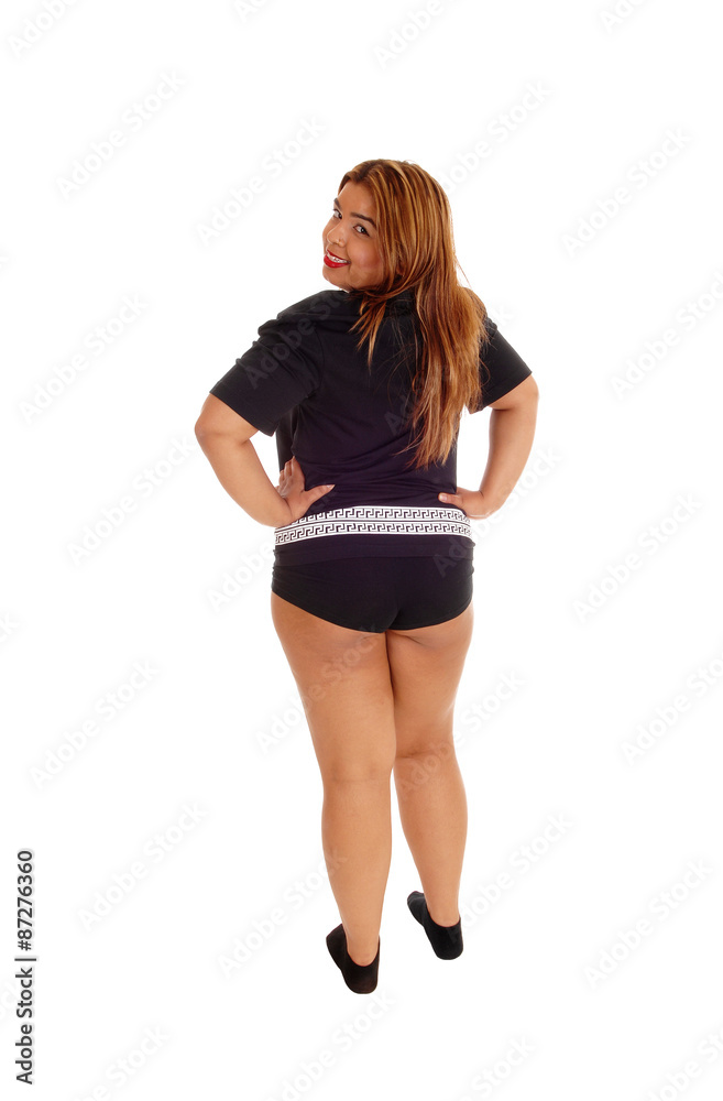 Shabby Asian girl standing from back. Shabby Asian girl standing from back.