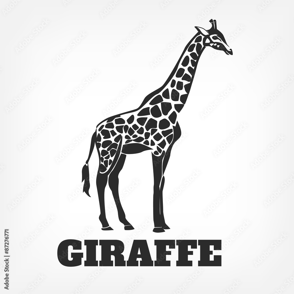 Obraz premium Vector giraffe black illustration