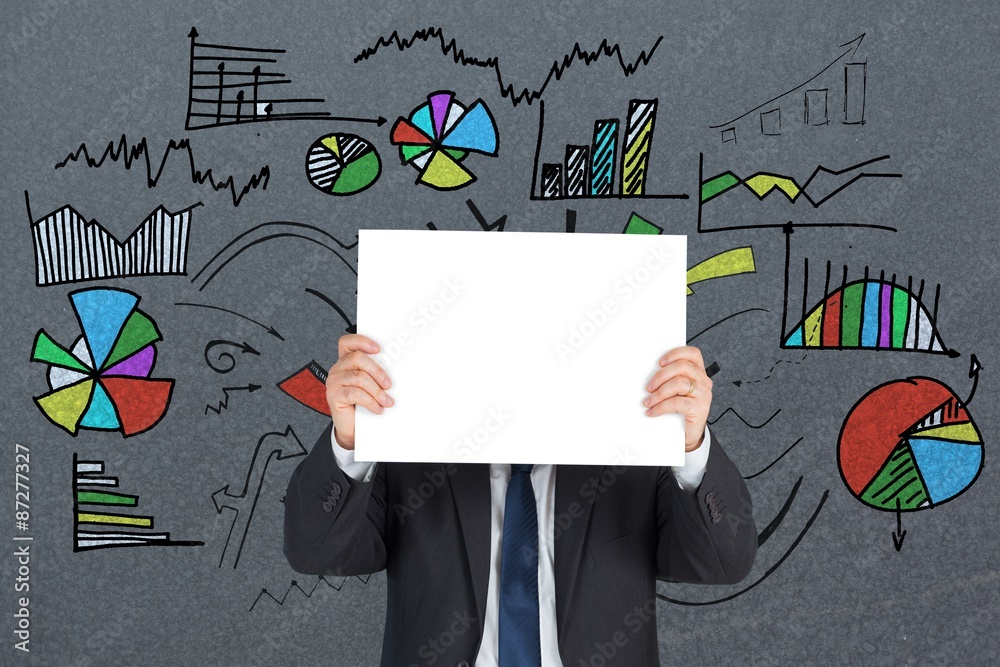 Composite image of mature businessman showing card Composite image of mature businessman showing card