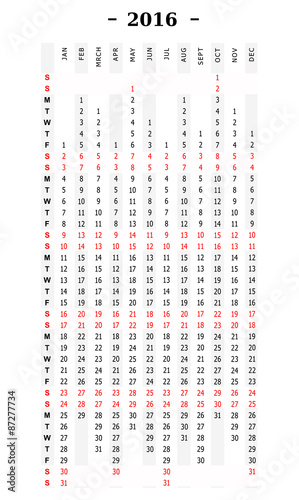Calendar 2016