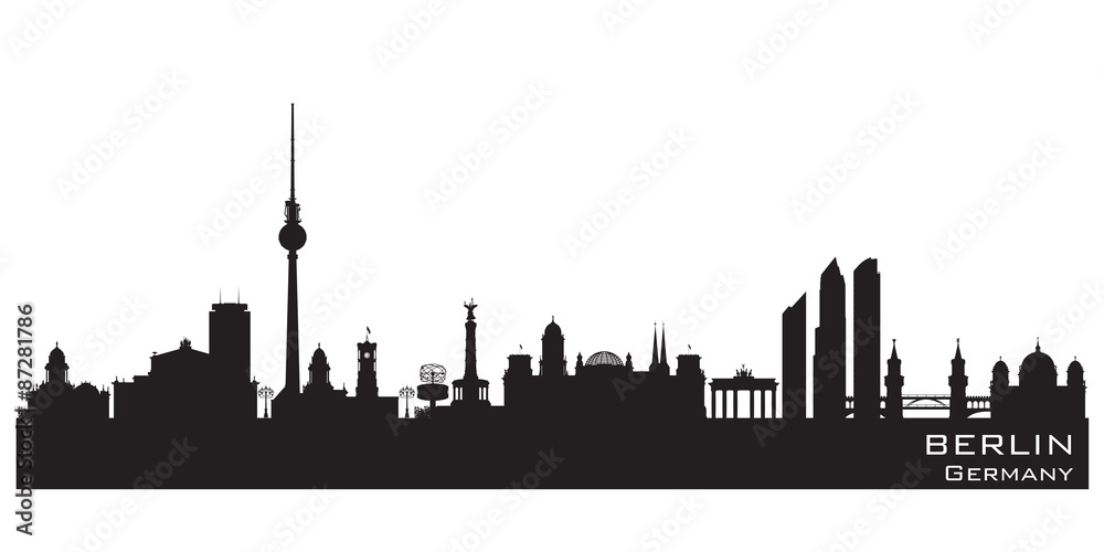 Berlin Germany city skyline vector silhouette