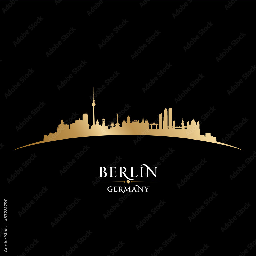 Berlin Germany city skyline silhouette black background
