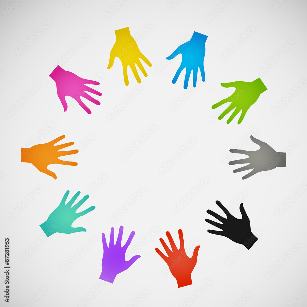 Fototapeta premium Vector flat icon hands. color abstraction eps