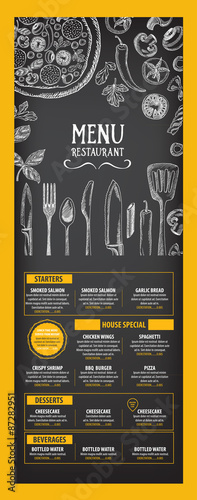 Restaurant cafe menu, template design. Food flyer.
